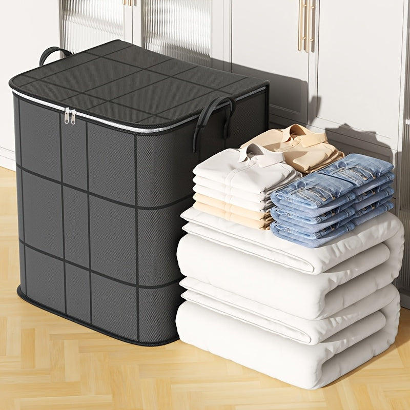 Sac de rangement pliable à poignées et double fermeture