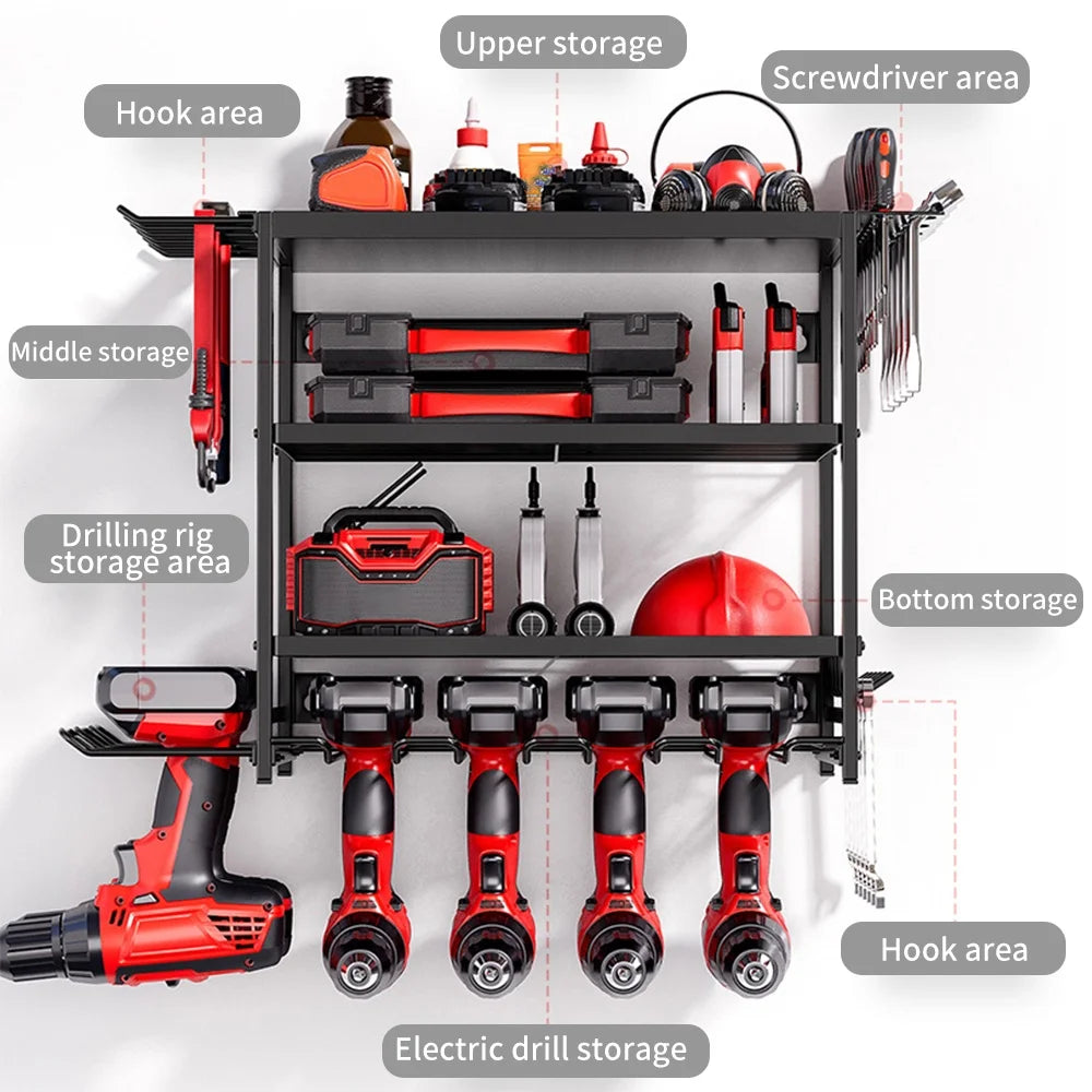 Organiseur mural pour outils électriques, 4 niveaux