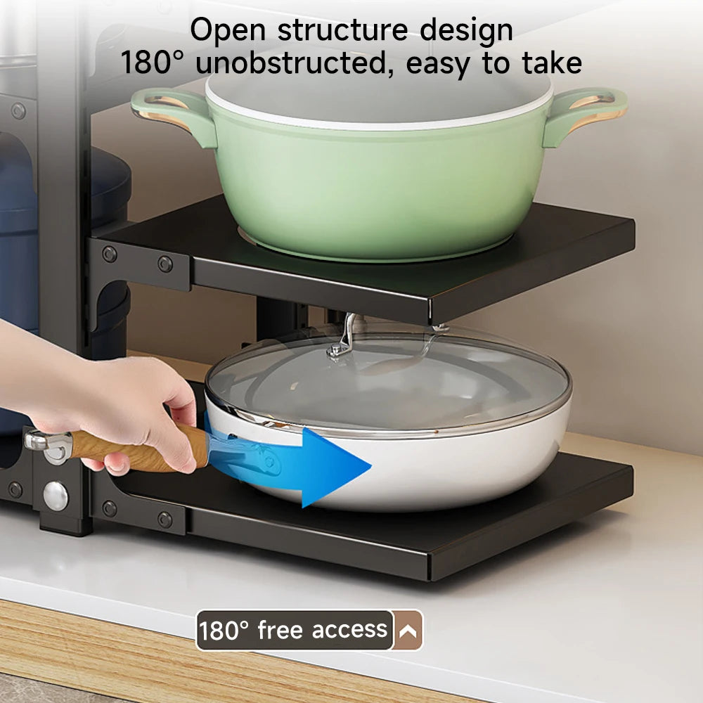 Étagère à casseroles et couvercles réglable, 7 niveaux