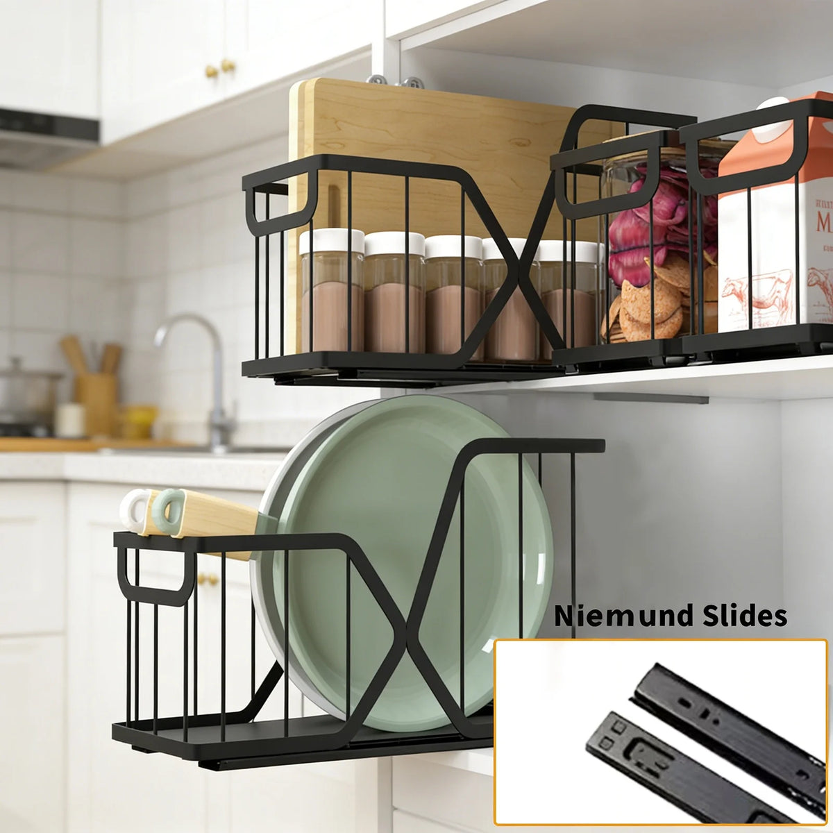 Paniers coulissants étroits 14 cm, lot de 2