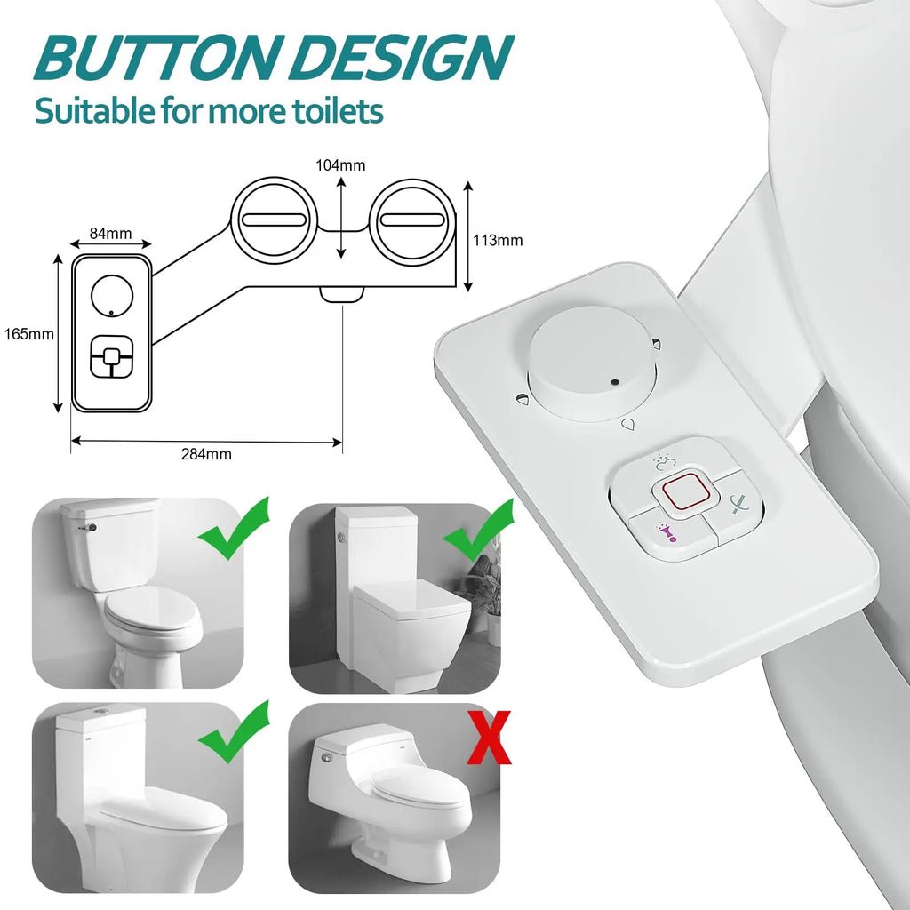 Kit bidet pour WC sans électricité, double buse rétractable