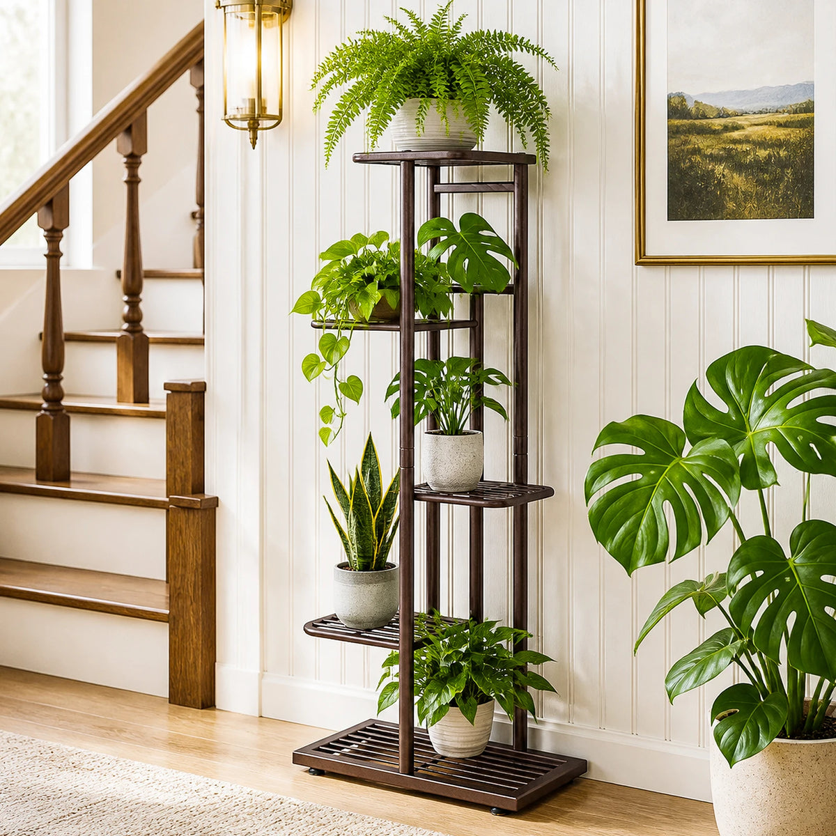 Étagère à plantes 5 niveaux en métal, 98 cm