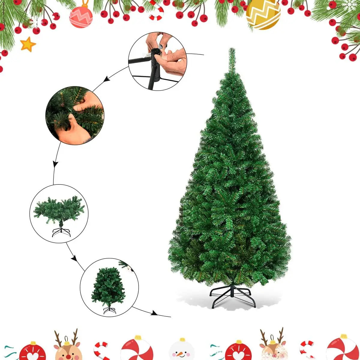 Sapin de Noël artificiel 180 cm, 650 branches
