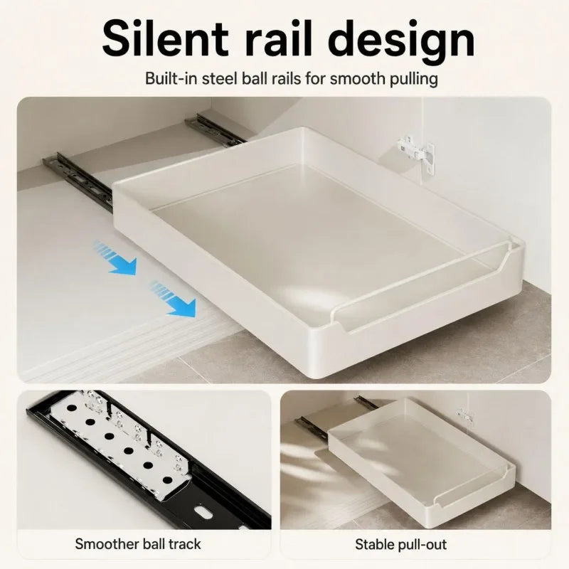Tiroir coulissant pour placard en acier, 43 cm