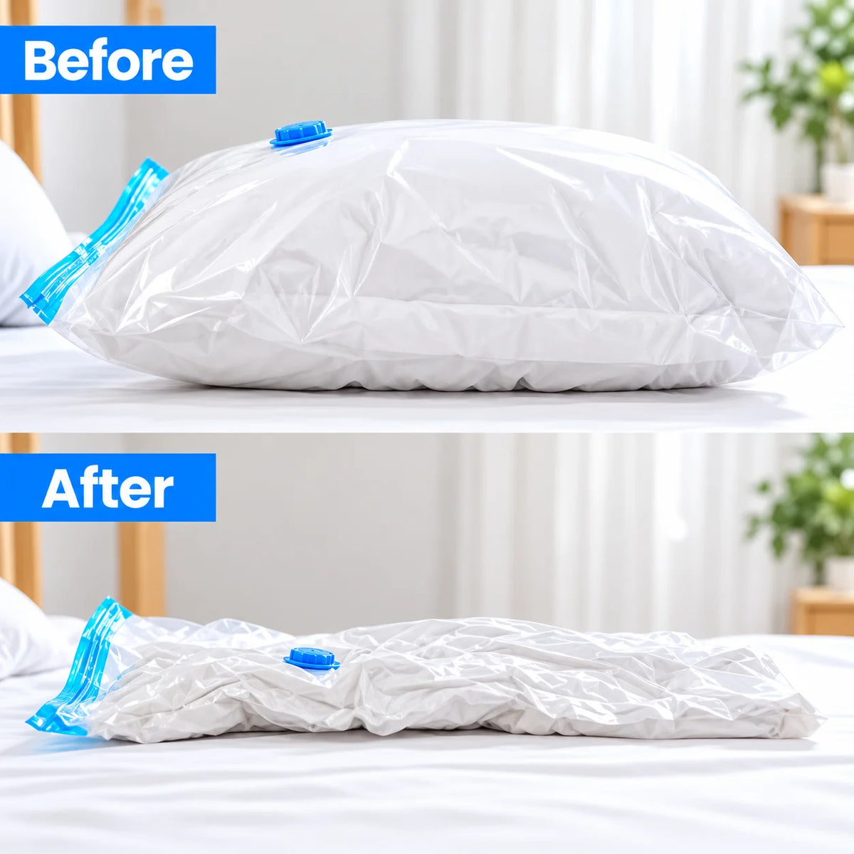 Sacs de rangement sous vide réutilisables avec pompe manuelle