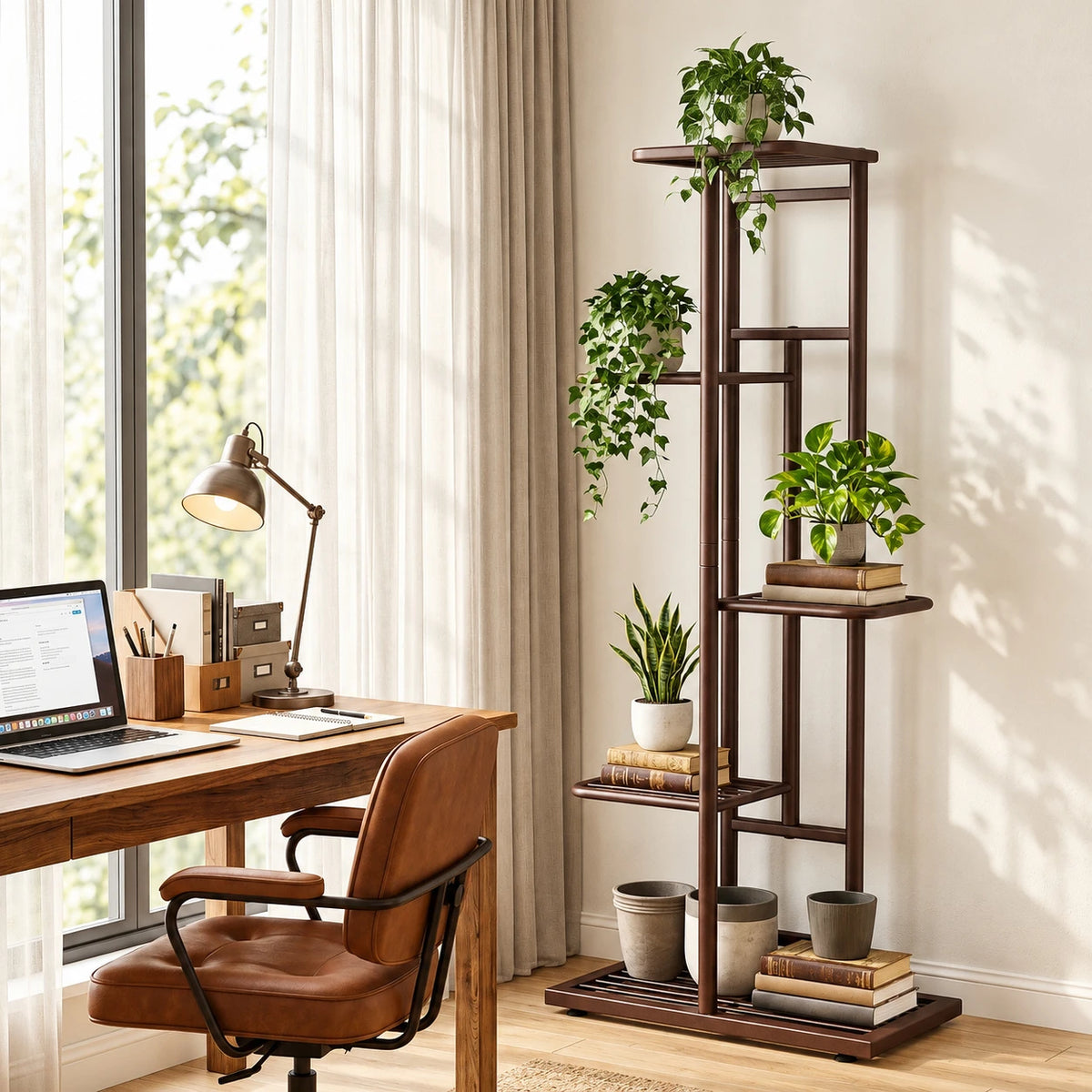 Étagère à plantes 5 niveaux en métal, 98 cm