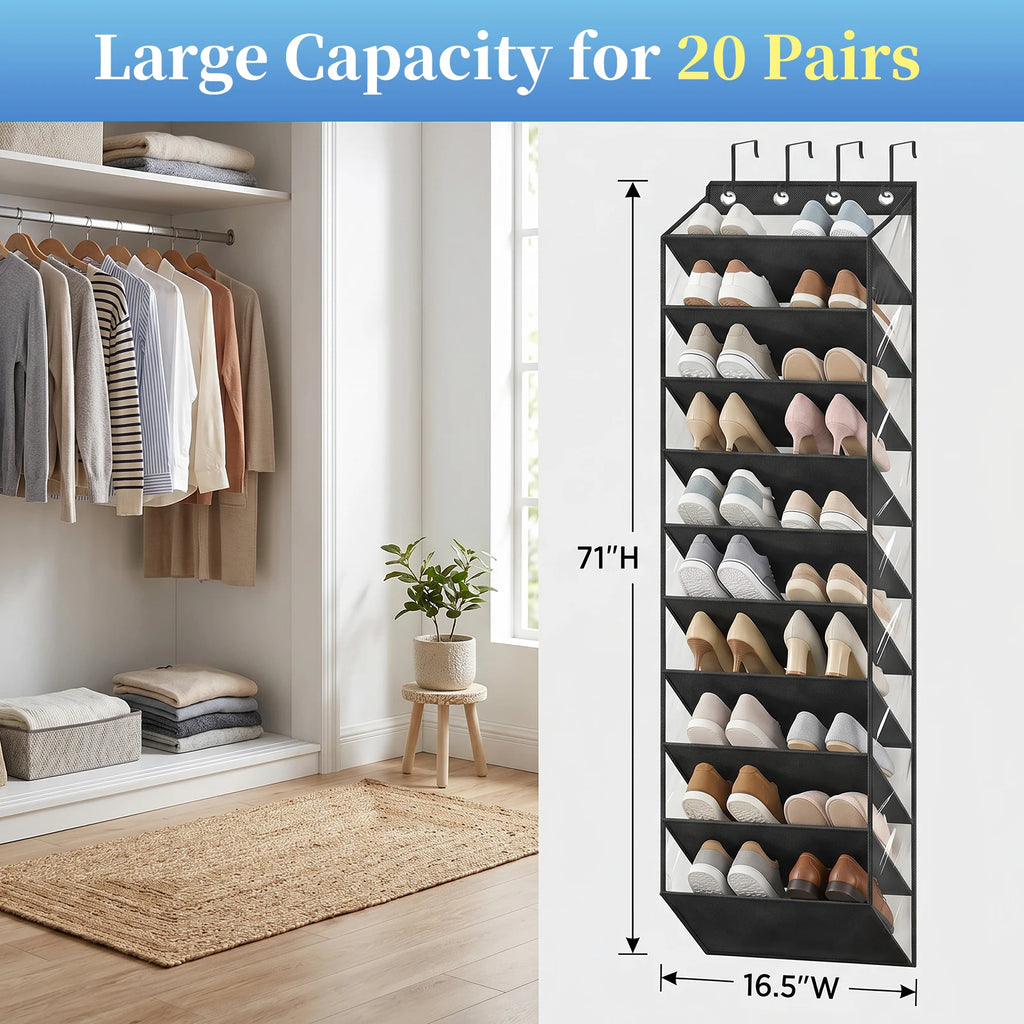 Range-chaussures à suspendre sur porte, 10 niveaux, 180 cm