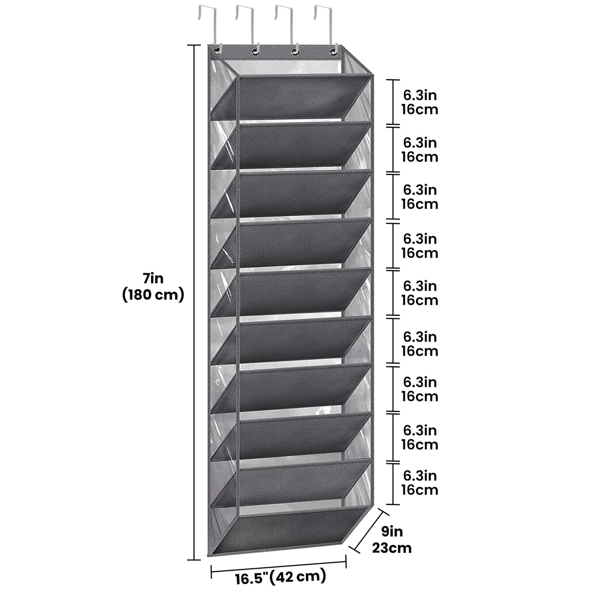 Range-chaussures à suspendre sur porte, 10 niveaux, 180 cm