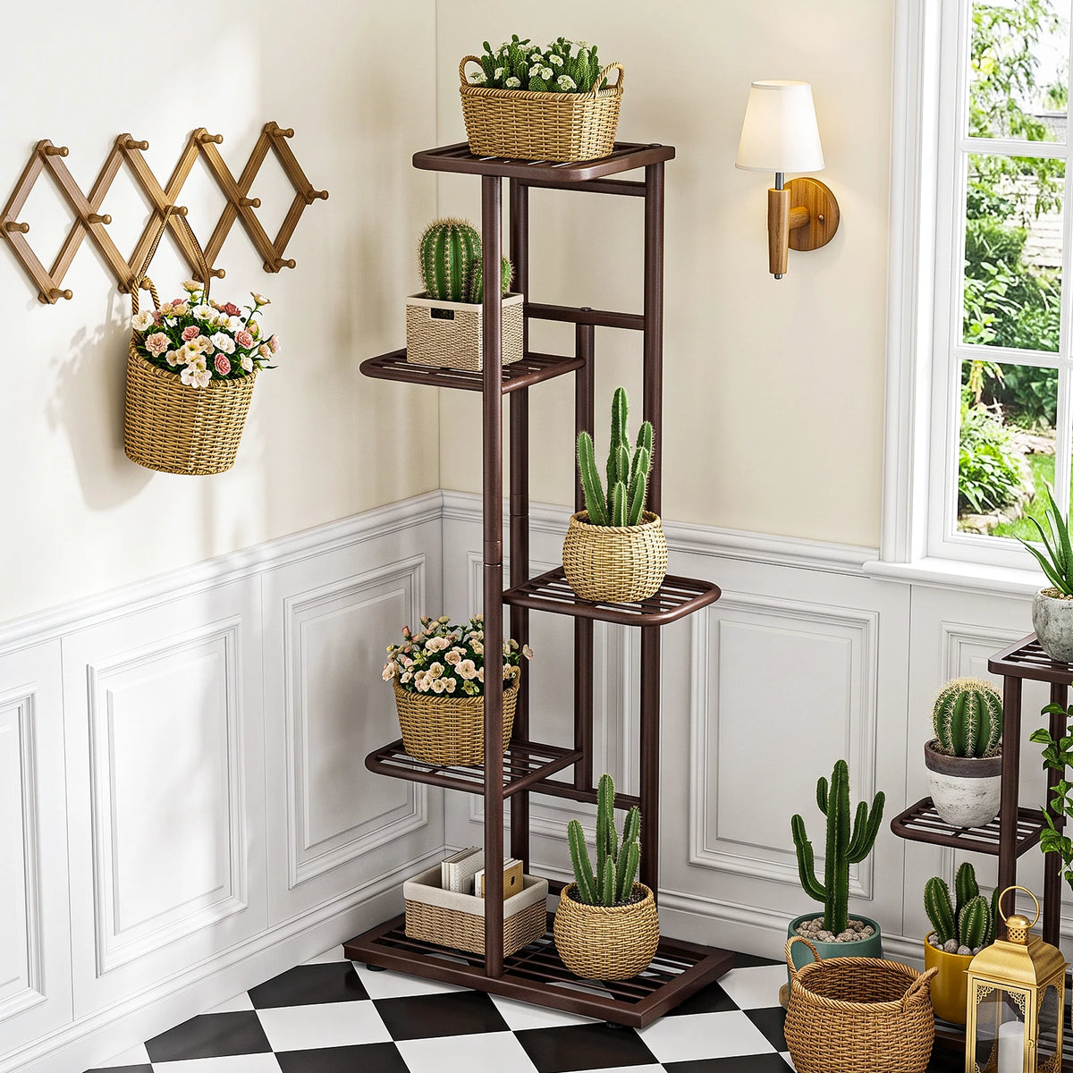 Étagère à plantes 5 niveaux en métal, 98 cm