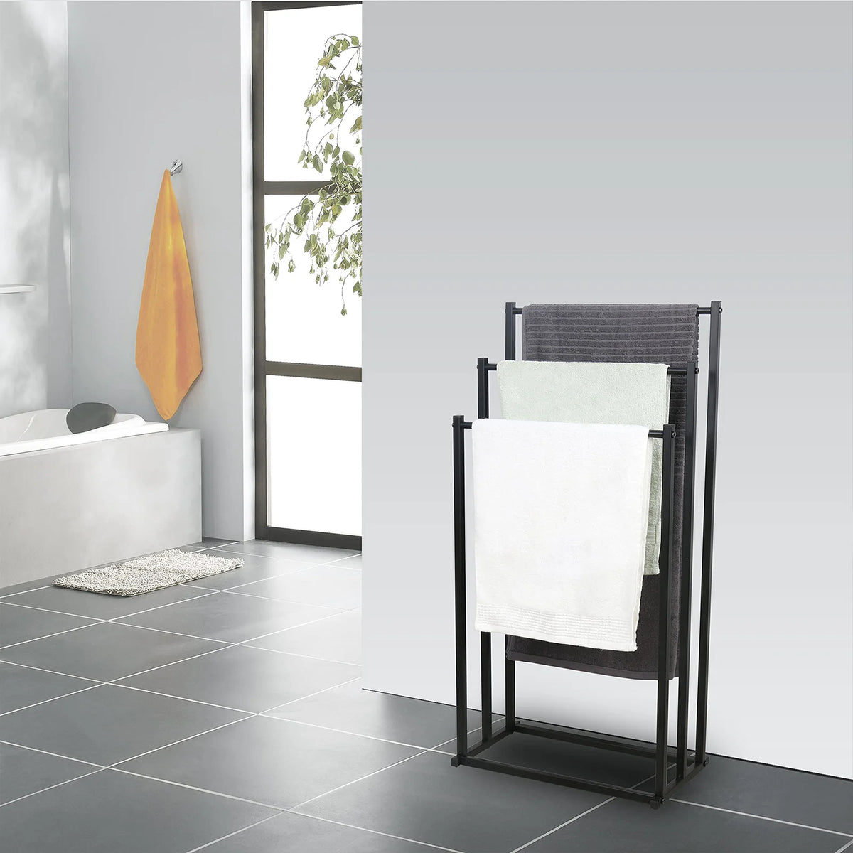 Porte-serviettes sur pied 3 niveaux, sans perçage