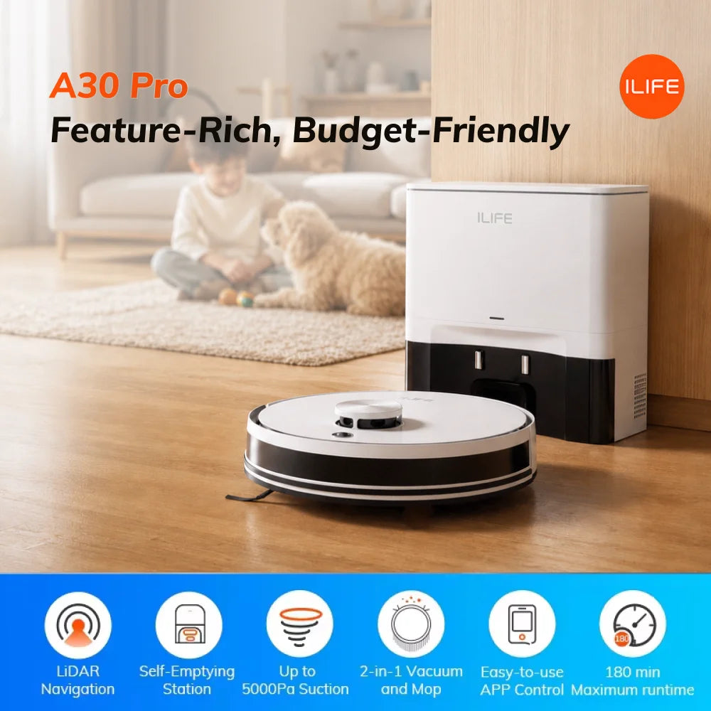 Robot aspirateur laveur ILIFE A30 Pro avec station de vidage