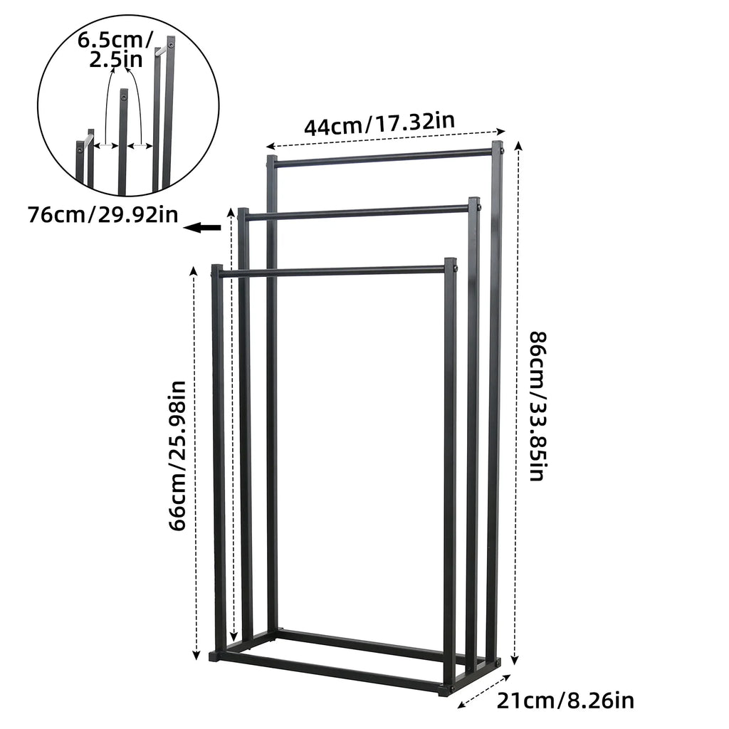 Porte-serviettes sur pied 3 niveaux, sans perçage